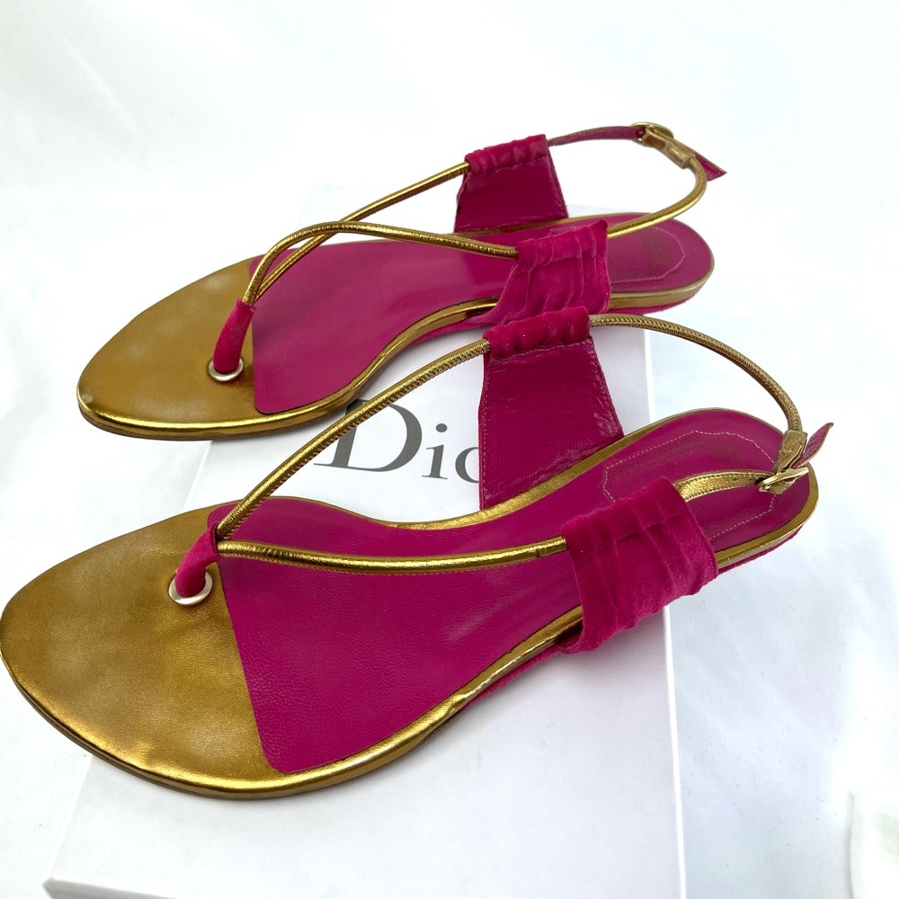 Dior Grecian Fuchsia Suede Sandals - Picture 6 of 12